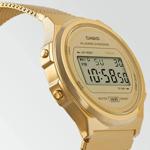 Vista 3 de Casio A171WEMG-9AEF - Reloj digital de cuarzo unisex para adultos con correa de acero inoxidable Oro A171WEMG-9AEF