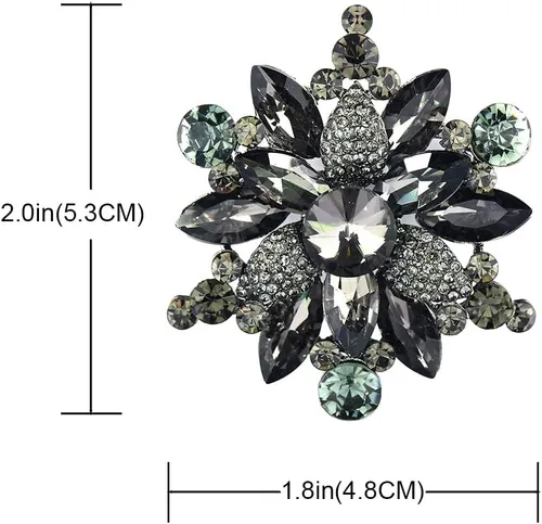 Vista 2 de YOQUCOL Broche con forma de flor de diamantes de imitación de cristal austriaco vintage para mujer