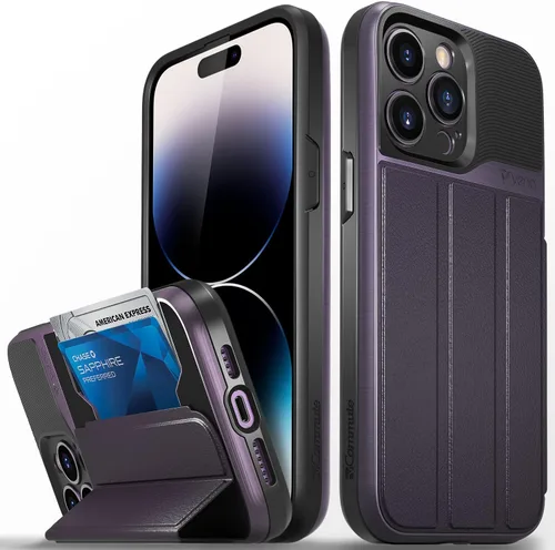 Vista 30 de VENA vCommute - Funda tipo cartera compatible con Apple iPhone 14 (6.1 pulgadas) (protección contra caídas de grado militar), funda de cuero
