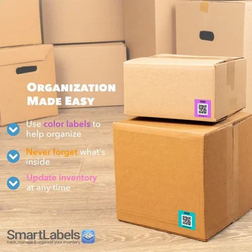 Vista 6 de Smart Labels Paquete de 48 calcomanías de código QR (modernas) fabricadas en Estados Unidos, etiquetas de código QR para almacenamiento