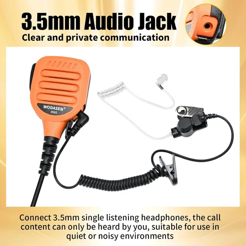 Vista 3 de WODASEN Micrófono de altavoz de radio impermeable Walkie Talkie Micrófono de mano para Retevis Ailunce HD1 HD2 HA1G RT29 RT47 RT47V RT48 RT82 RT83
