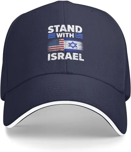 Vista 12 de Kkaingg Stand with Israel USA Flags, Support Israeli Baseball Cap Women Trucker Hat Men Dad Hat Adjustable Snapback Hat Black