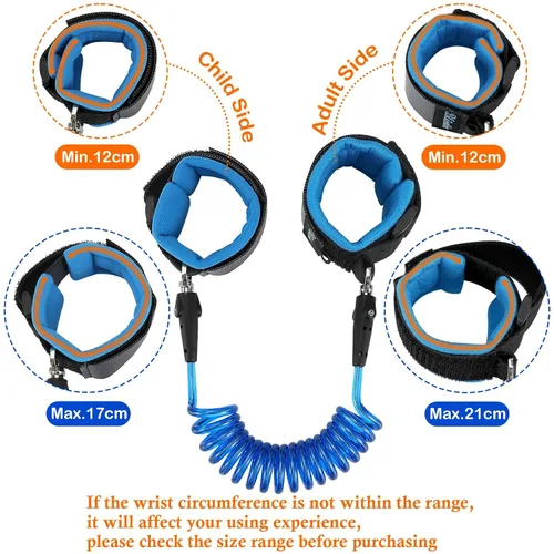 Vista 2 de Blisstime - Eslabón de seguridad para muñeca para niños, bebés y niños (azul, 4.9 pies), 1.5M