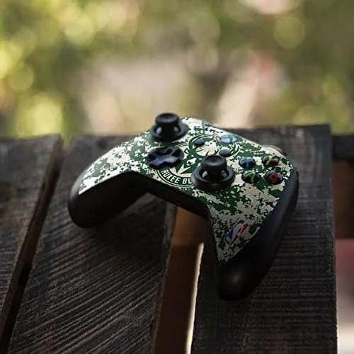 Vista 4 de Skinit Decal Gaming Skin Compatible with Xbox One S Controller - Officially Licensed NBA Milwaukee Bucks Camo Digi Design