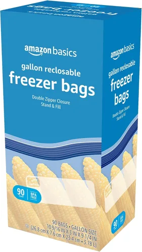 Vista 5 de Amazon Basics Bolsas de galón resellables para congelador, sin BPA, 90 unidades (anteriormente Solimo)