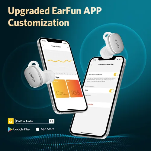 Vista 12 de EarFun Free Pro 3 Auriculares inalámbricos con cancelación de ruido, sonido de alta resolución, Snapdragon Sound con Qualcomm aptX™ Adaptive, 6