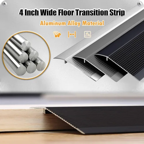 Vista 2 de Tiras autoadhesivas para cubrir el suelo, tira de umbral de transición de piso de aluminio de madera a azulejo, tira de puerta duradera y fácil