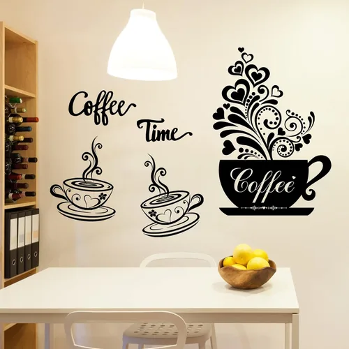 Vista 7 de Calcomanías de pared para cocina, vinilo para café, té, calcomanías