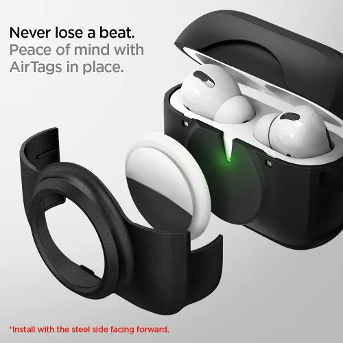 Vista 4 de Spigen Tag Armor Duo diseñado para AirPods Pro (2019) y para AirTag Cover Protección sólida de doble capa, almacenamiento para Air Tag Tracker