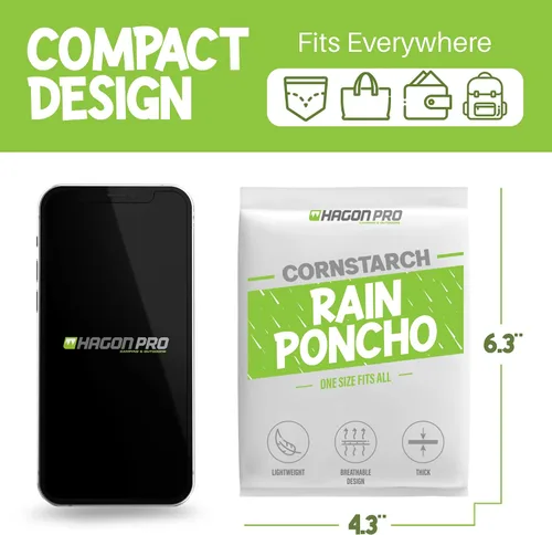 Vista 6 de Hagon PRO Ponchos de lluvia desechables para adultos (paquete de 5)