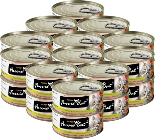 Vista 9 de Fussie Cat Comida húmeda prémium de atún con pollo en Aspic sin granos para gatos, latas de 2.82 onzas, caja de 24 latas de atún con pollo en Aspic)