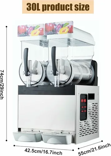 Vista 2 de 15/30/45L Máquina comercial de hielo Slush, Máquina de enfriamiento de bebidas que hace, Máquina de jugo de granizado de enfriamiento