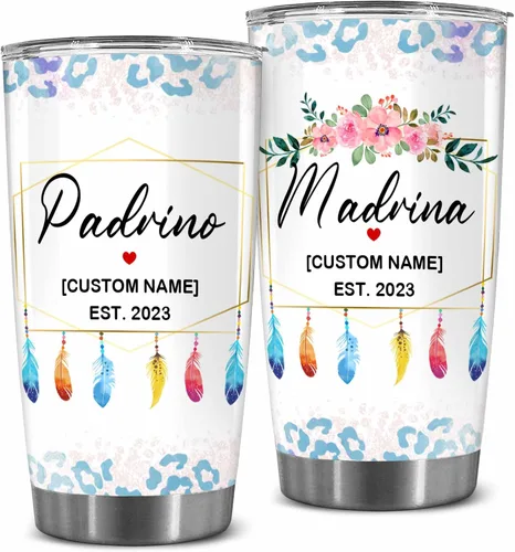 Vista 9 de WHIDOBE Juego de vasos personalizados para padrinos, copa Padrino y Madrina, idea de regalo para padrinos, Quieren Ser Mis Padrinos De Bautizo