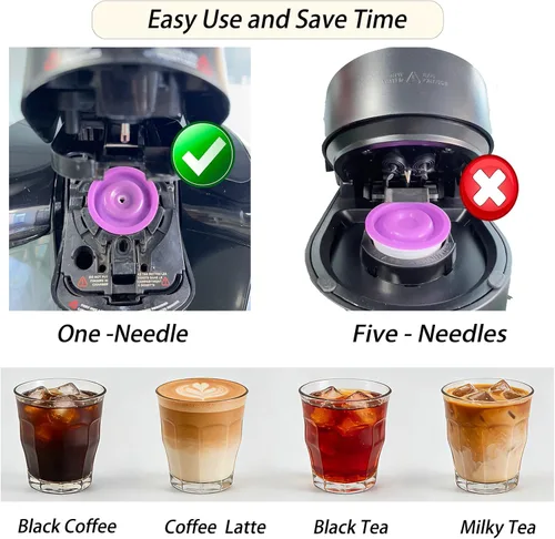 Vista 3 de 30 cápsulas desechables K Cups compatibles con cafetera Keurig 1.0and2.0, cápsulas de café prefabricadas con tapa morada, cápsulas de café