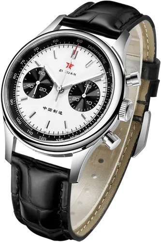 Vista 2 de Men Panda Chronograph 1963 ST1901 Original Movement Manual Winding Luminous Dial 40mm Sapphire Glass Pilots Mechanical Wrist Watch