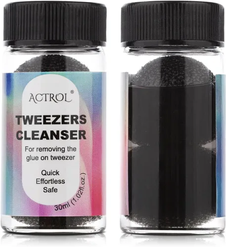 Vista 12 de ACTROL - Pinzas limpiadoras de pestañas azules de 0.8 fl oz con bola de esponja para eliminación de pegamento Blue 25ml Lash Tweezer Cleanser With