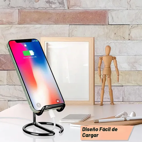 Vista 5 de ROPOSY Soporte de teléfono celular para escritorio, bonito soporte portador de metal negro para teléfono celular, accesorios de escritorio