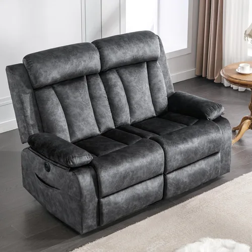 Vista 9 de GUEAPY Sofá reclinable con calor y masaje, sofá reclinable con mesa abatible, sofá reclinable de 3 plazas para sala de estar, asientos de cine