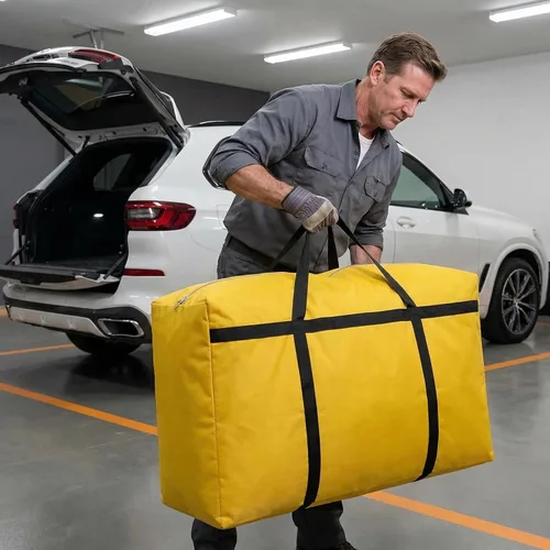 Vista 7 de 3 bolsas de almacenamiento extra grandes de 26.5 galones con asa fuerte, bolsas de viaje para ropa de viaje, color azul, negro y amarillo