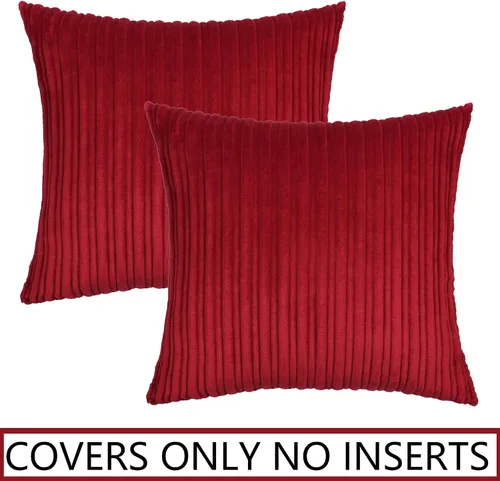 Vista 6 de UGASA - Fundas de almohada decorativas de terciopelo suave y sólidas de Navidad para sala de estar/sofá, 16 x 16 pulgadas, 2 unidades, color burdeos