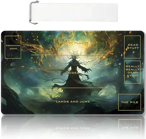 Vista 36 de Tapete de juego MTG cosido de alta calidad con zonas y respaldo de goma antideslizante, tapete de juego TCG para MTG y otros juegos de cartas, Dkt