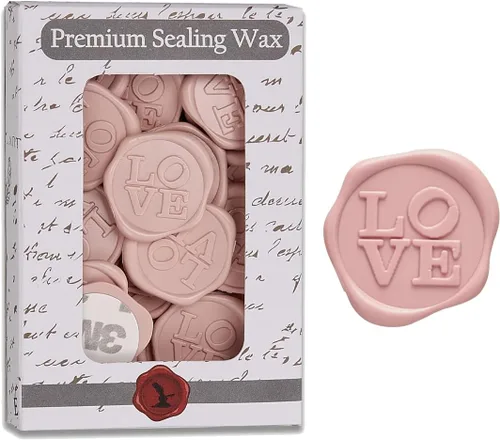 Vista 3 de Love - Calcomanías adhesivas para sellar cera, 25 unidades, prefabricadas con cera de sellado real (rosa rubor)