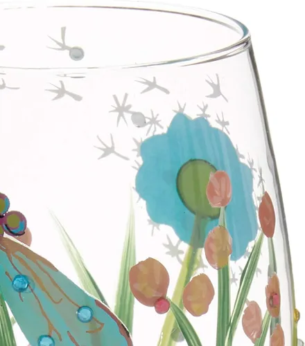 Vista 5 de Lolita Dragonfly Summer - Copa de vino pintada artesanal, 14.9 fl oz