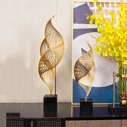Vista 4 de Escultura china de la estatua del feng shui adornos de la caracola del metal del mármol, muebles creativos para el hogar, muebles modernos