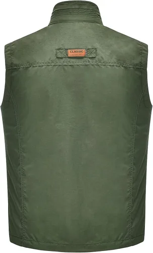 Vista 2 de Spanye Chaleco ligero para hombre, con bolsillos, chaqueta resistente al viento, para deporte, golf, trabajo