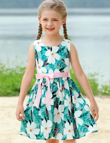 Vista 143 de Vestido de verano para niña, de algodón, con diseño floral