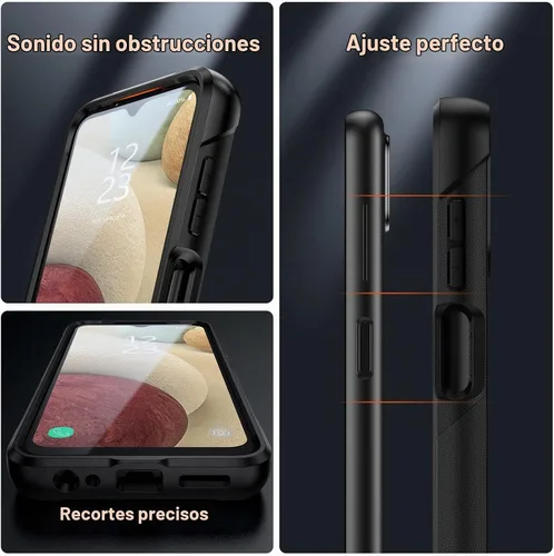 Vista 4 de Jeylly Funda compatible con Samsung Galaxy A12, Samsung Galaxy A12 con protector de pantalla de vidrio templado, protección contra caídas de grado A
