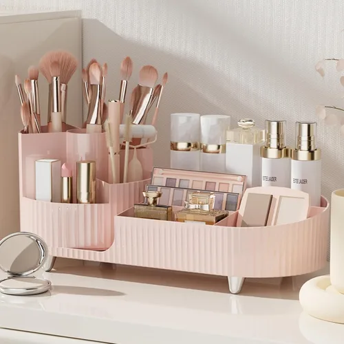 Vista 10 de Organizador de maquillaje giratorio, estuche de exhibición de cosméticos de gran capacidad, fácil de contener todos tus productos de maquillaje, al