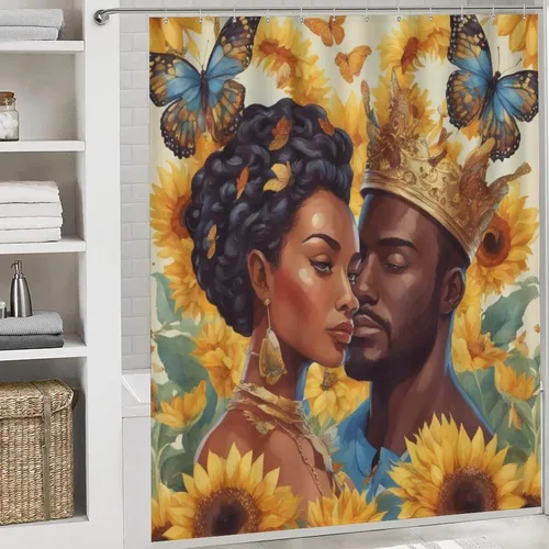 Vista 6 de Bathroom Rugs and Mats Set 3 Piece, Bathroom Rugs Non Slip, Afro Black King Queen Romantic Love Bath Mat Machine Washable Bathroom Floor Mats