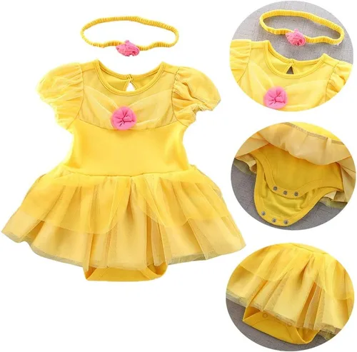 Vista 6 de Disfraces de princesa para bebé, disfraz de cumpleaños, vestido tutú con diadema para Halloween, Navidad, fiestas