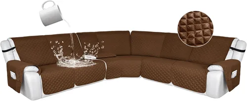 Vista 75 de HDCAXKJ Fundas de sofá seccional reclinable 100% impermeable, forma de L, funda de sofá reclinable lavable acolchada suave para mascotas, perro