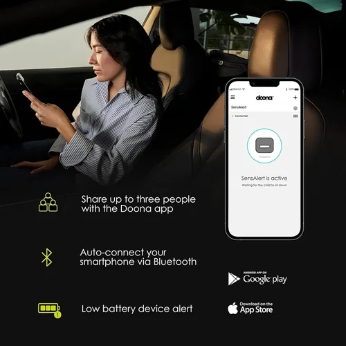 Vista 5 de Doona SensAlert - Alerta de asiento de coche para niños, compatible con asiento de automóvil y cochecito Doona