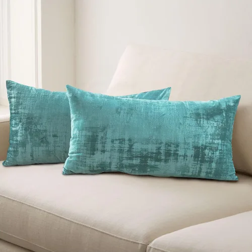Vista 35 de Home Soft Things Juego de 2 fundas de almohada de terciopelo texturizado, 14 x 26 pulgadas, color verde azulado profundo, fundas decorativas