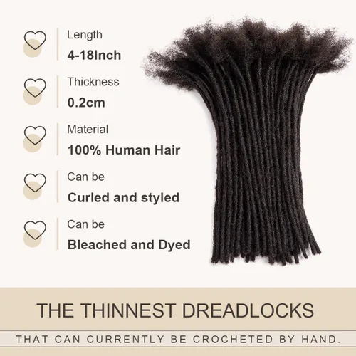 Vista 2 de DAIXI 0.2cm y 0.4cm y 0.6cm y 0.8cm de grosor 4-18 pulgadas 10 hebras extensiones de rastas de cabello humano 100% real para hombres/mujeres