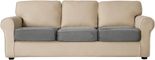Vista 28 de Funda de cojín de terciopelo elástico para sofá, funda de cojín de felpa negra, súper suave, acogedora, lavable, protector de asiento de silla