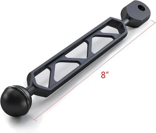 Vista 3 de Seafrogs - Brazo de extensión subacuática de aleación de aluminio de 8 pulgadas, adaptador de bola a cabeza YS, brazo de clip, brazo de conector