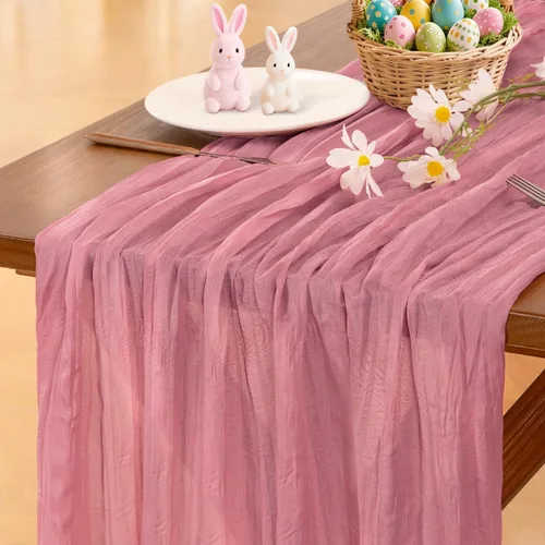 Vista 48 de Socomi - Camino de mesa de gasa, estilo bohemio y rústico, para primavera, Pascua, bodas, fiestas, baby showers y decoración, 120 pulgadas/10 pies