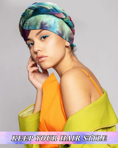 Vista 3 de SATINIOR 4 piezas de turbante africano para mujer, turbante con cuentas