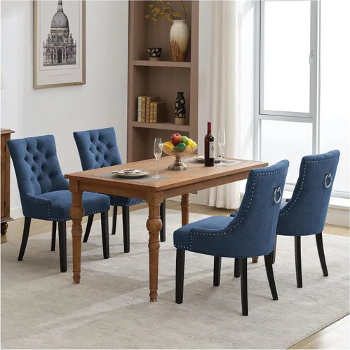 Vista 27 de Juego de 4 sillas de comedor modernas con respaldo, color beige