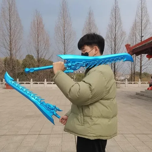 Vista 6 de damdos Espada de cosplay de Halloween para Ne Zha 2 periféricos Ao Guang, espadas Ao Guang de 34 pulgadas con cuchillo de dientes de dragón