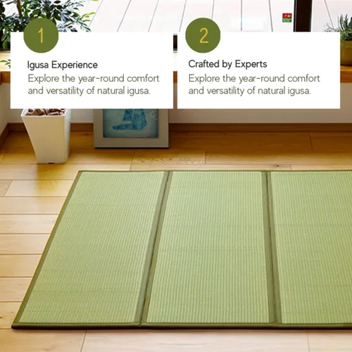 Vista 9 de MIINA Colchón japonés tradicional tatami, Igusa (hierba rusa), futón, 39 x 78 pulgadas (individual natural)