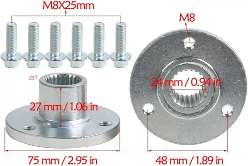 Vista 2 de KIMISS Kit de cubo de rueda trasera de 3 pernos para ATV Go Kart, se adapta a neumáticos de 5 pulgadas, compatible con izquierdo y derecho, cubo