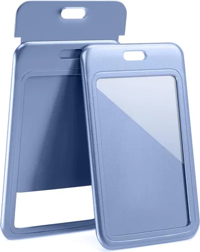 Vista 23 de JINEASY ID Paquete de 2 portadores de credenciales de plástico duro verticales para tarjetas de trabajo y tarjetas de acceso, uso intensivo, negro