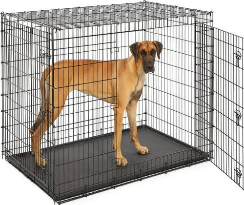Vista 10 de MidWest Homes for Pets - Canil para perros iCrate de una y dos puertas mejoradas, incluye bandeja a prueba de fugas, patas protectores de suelos