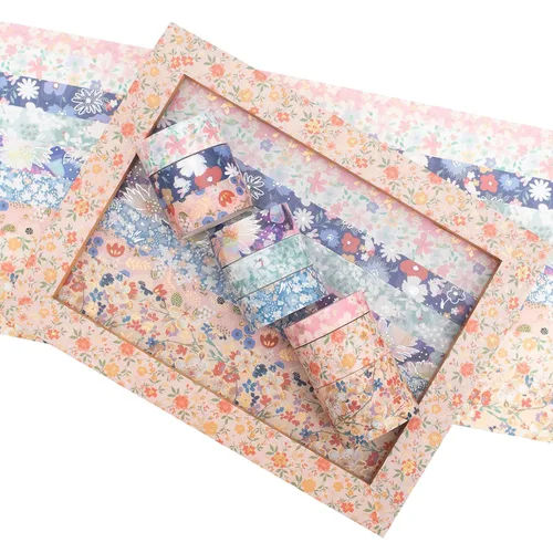 Vista 5 de YUBBAEX Mystic Gold Washi Tape Set - Cinta adhesiva decorativa ancha de lámina plateada para artes, manualidades DIY, suministros para diarios