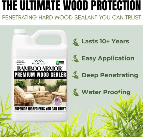 Vista 3 de Seal It Green Sellador de madera de bambú Sellador de madera prémium a base de plantas, no tóxico que ayuda a proteger todo tipo de madera de Nuez